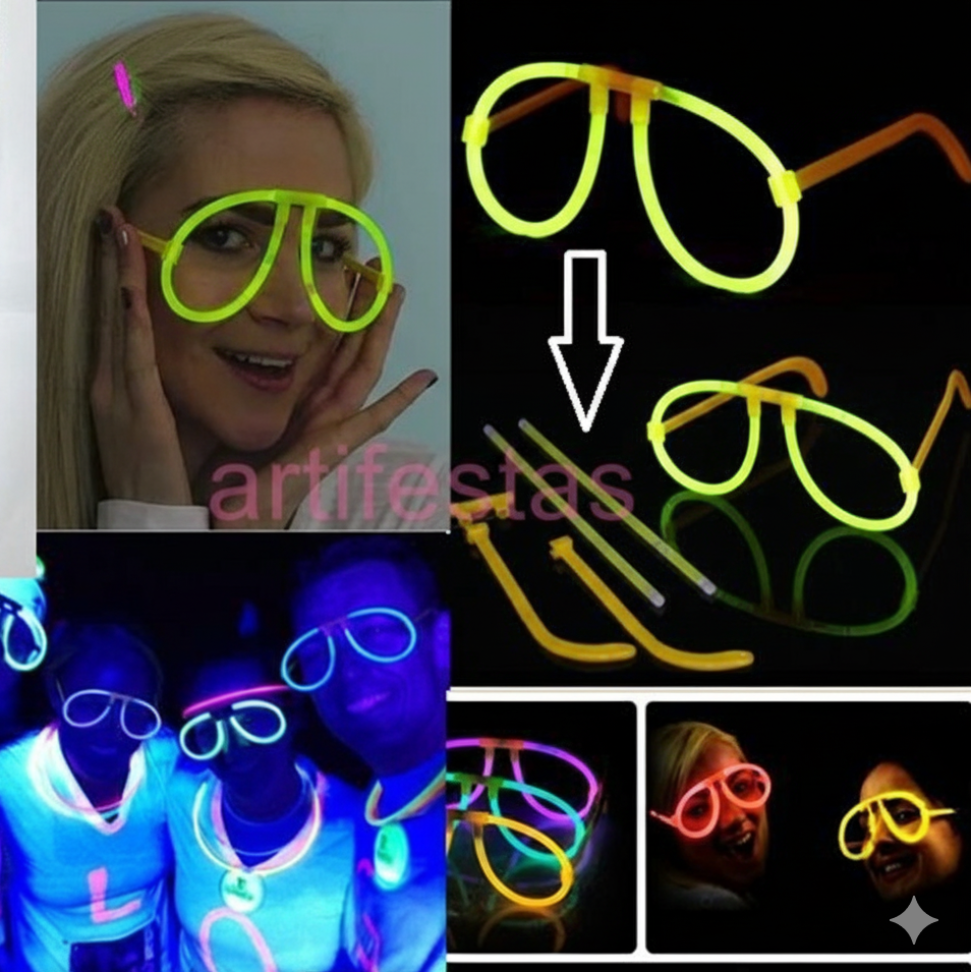 Óculos Neon, Pct/6 unidades, Cores Variadas. - #5