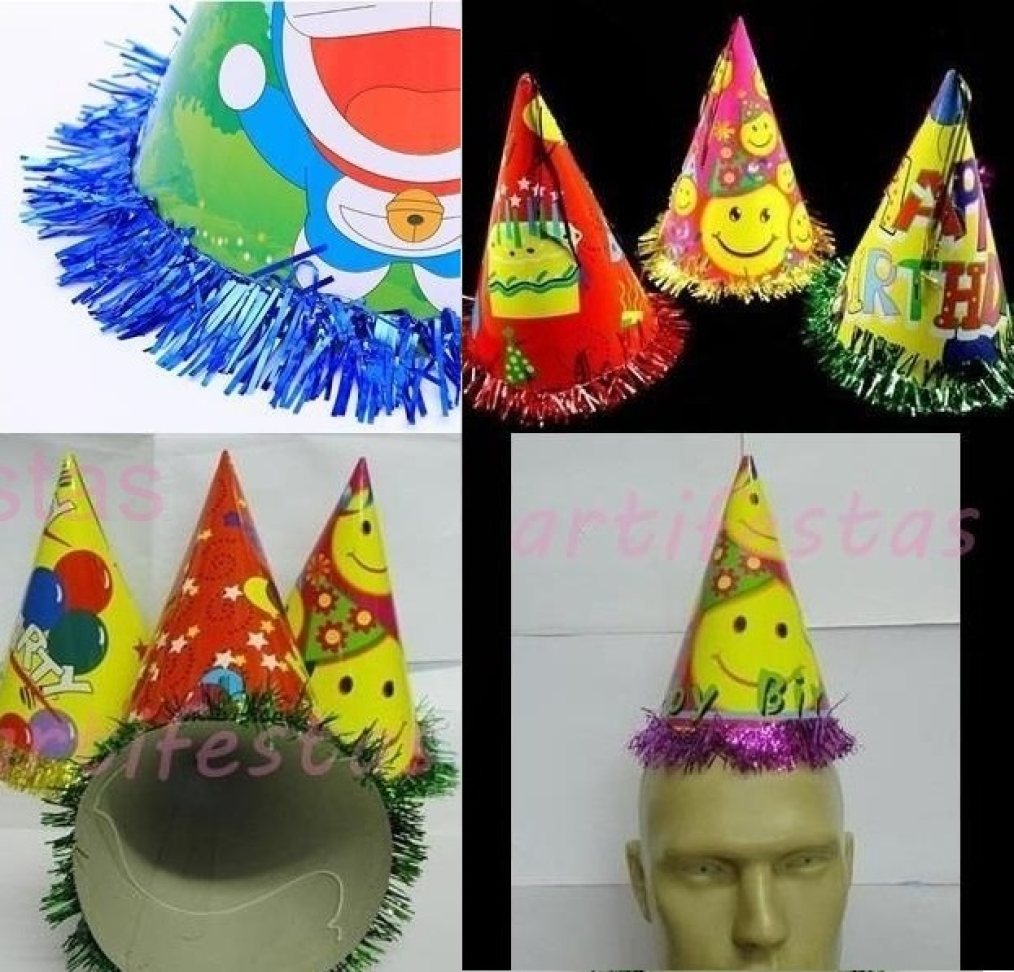 Chapéu Birthday, Pct/10 unidades, Tamanho Infantil, Cores Variadas. - #5