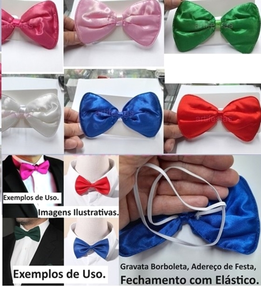 Gravata Borboleta, Acessório para Festas e Fantasias, Fechamento com Elástico. - #3