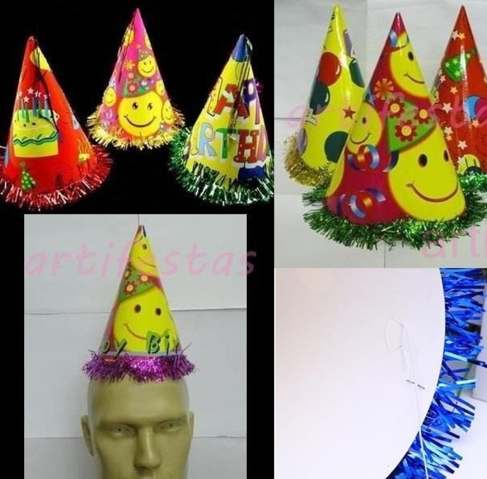 Chapéu Birthday, Pct/10 unidades, Tamanho Infantil, Cores Variadas. - #4
