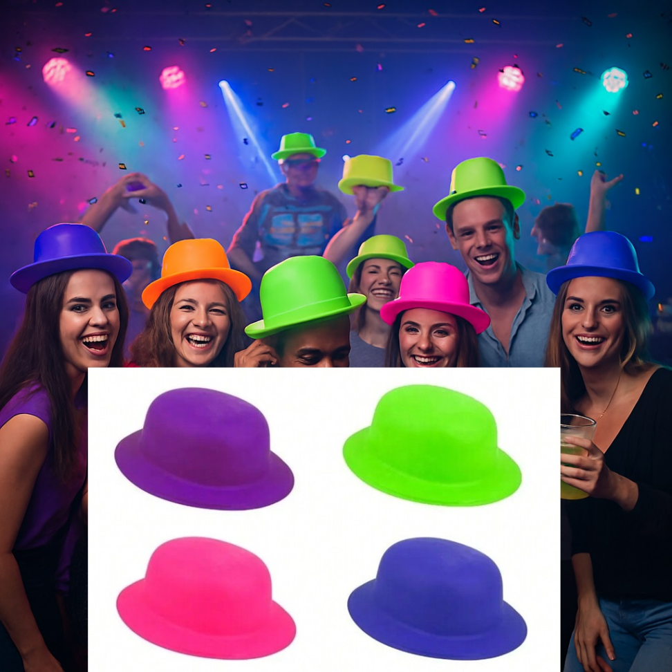 Chapéu Neon, Pct/10 unidades, Cores Neon que Brilham na Luz Negra. - #5
