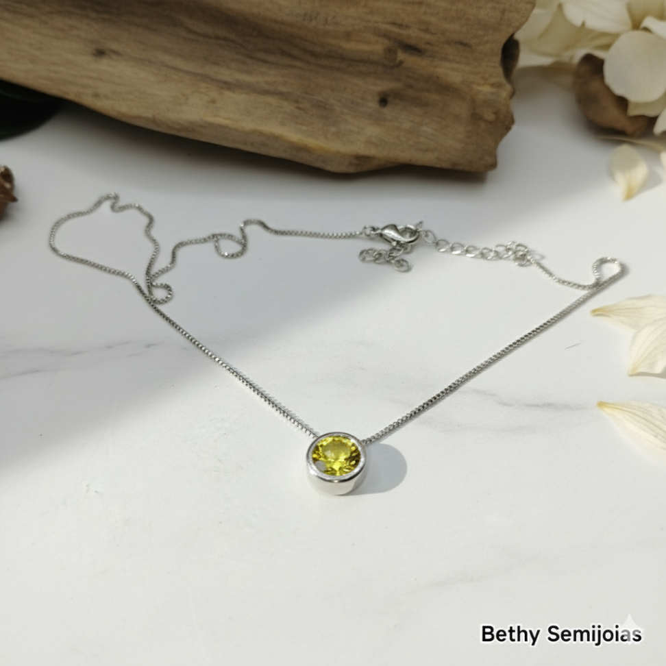 Colar Ponto de Luz amarelo em ródio - #2