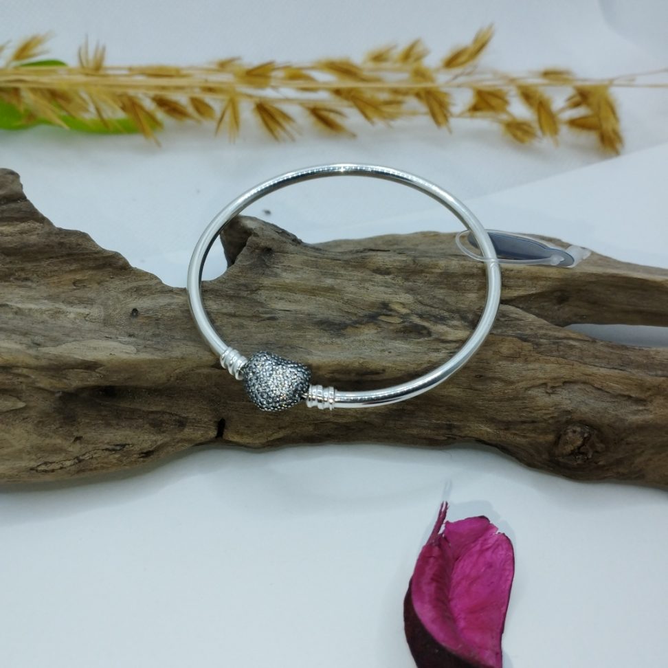 Bracelete para berloque rígido coração cravejado - #3