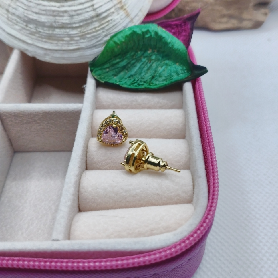 Brinco zirconia rosa cravejado de zircônias - #6