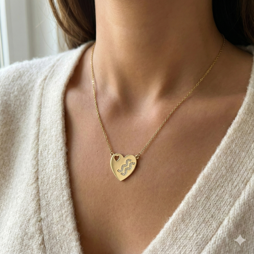 Colar coração signo - aquário - #2