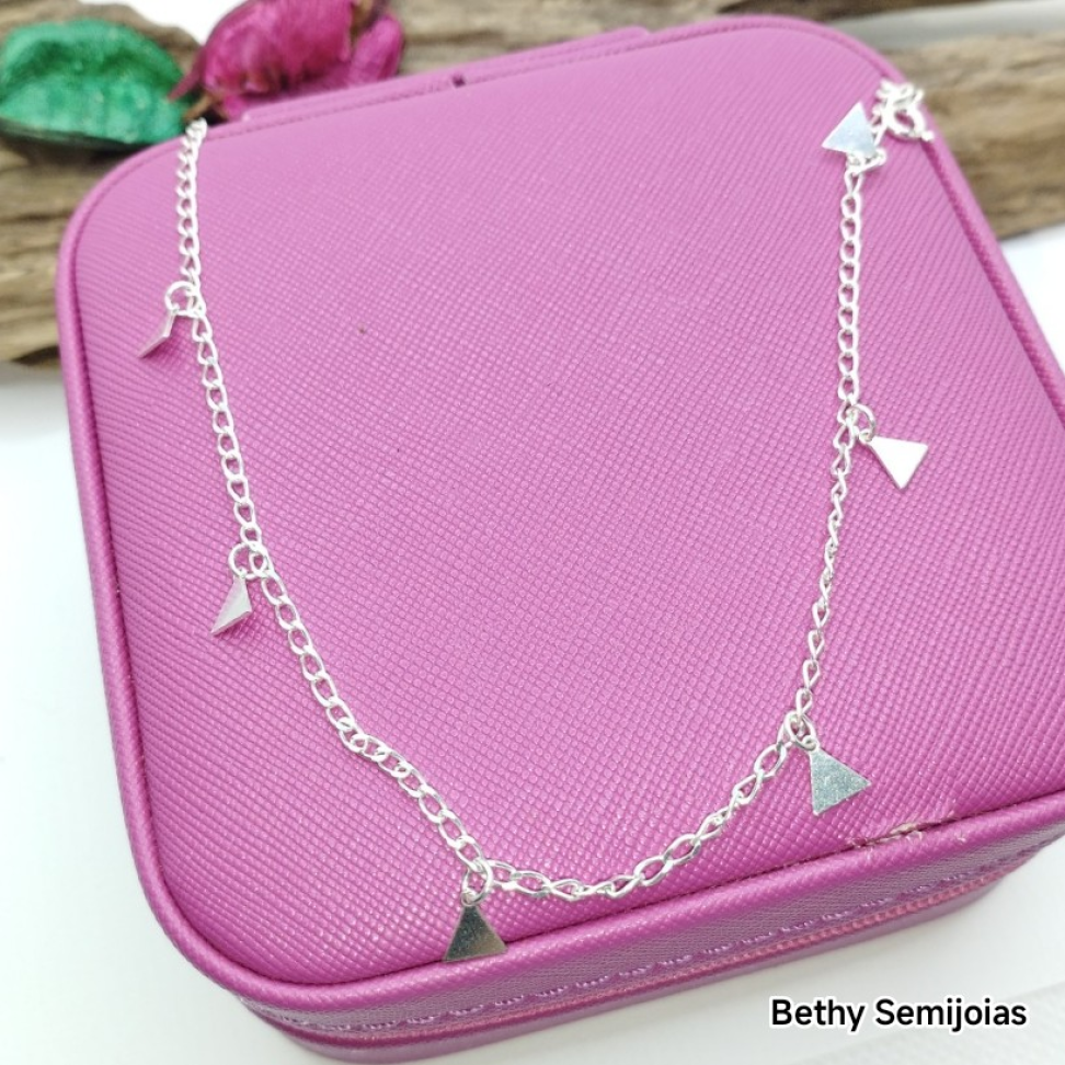 Tornozeleira com pingentes triângulos prata 925 - #3