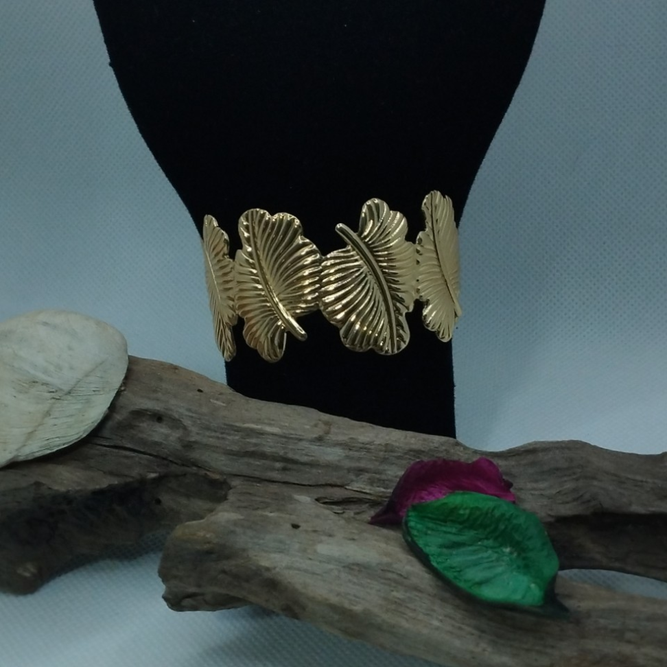 Bracelete Folhas folheado a ouro - #3