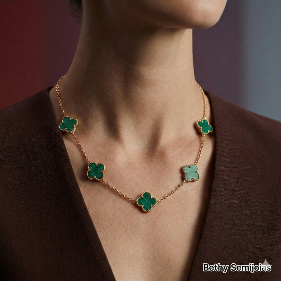 Chocker trevos verde folheado a ouro - #2