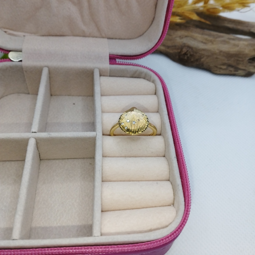 Anel concha com zironias - #3