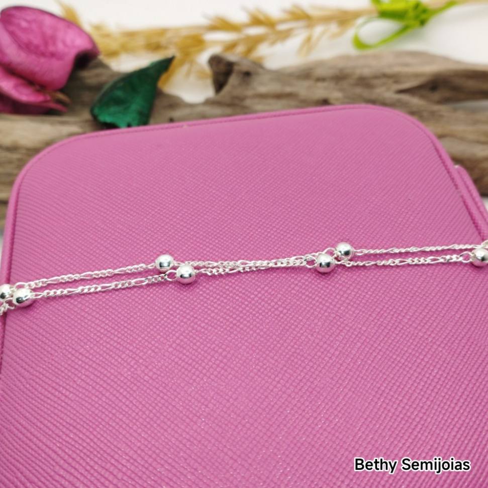 Colar 60 cm corrente 3x1 e bolinhas - #4