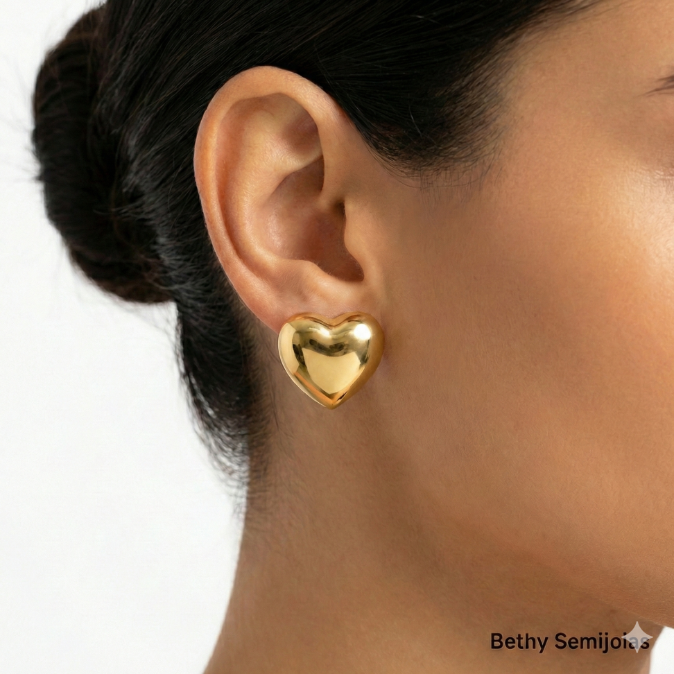 Brinco coração folheado a ouro - #2