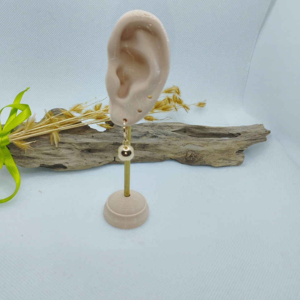 Brincos Argola pequena com bola lisa pendurada - #3