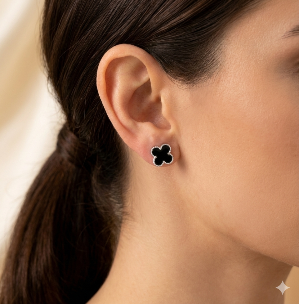 Brinco trevo resinado prata - #1