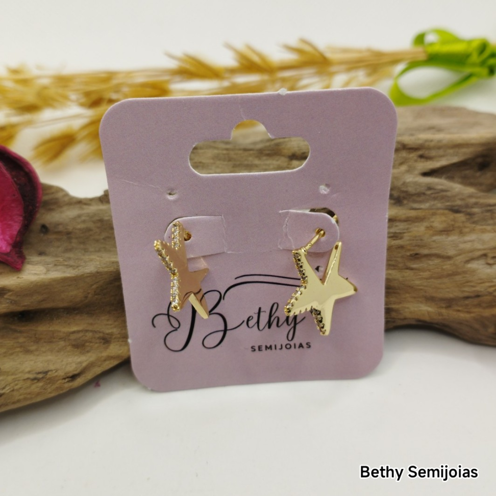 Brinco estrela cravejado na frente - #3