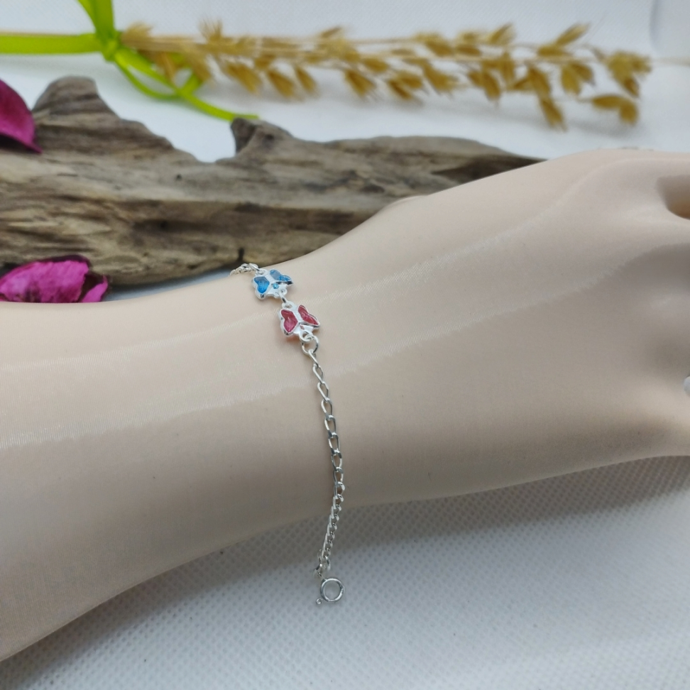 Pulseira infantil prata borboletas - #3