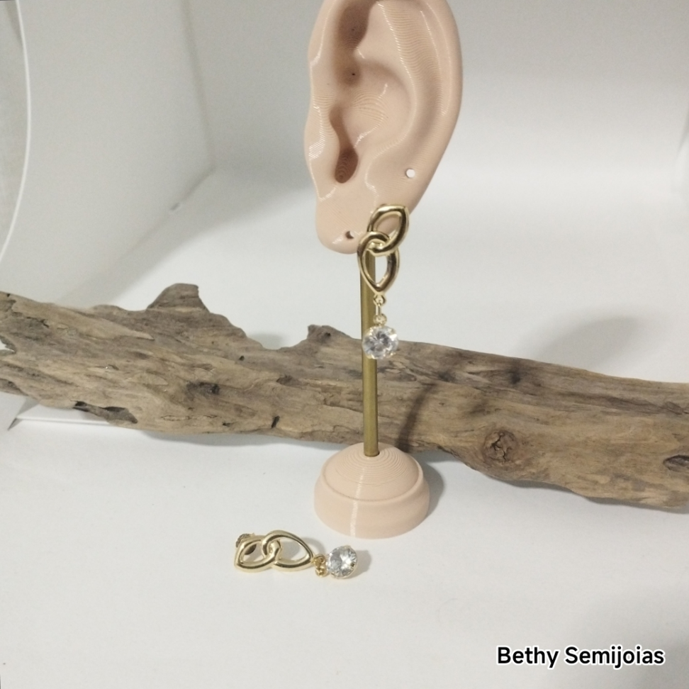 Brinco gotas vazadas com ponto de luz folheado a ouro - #3