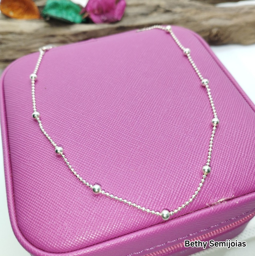 Tornozeleira bolinhas diamantadas e bolas prata 925 - #3