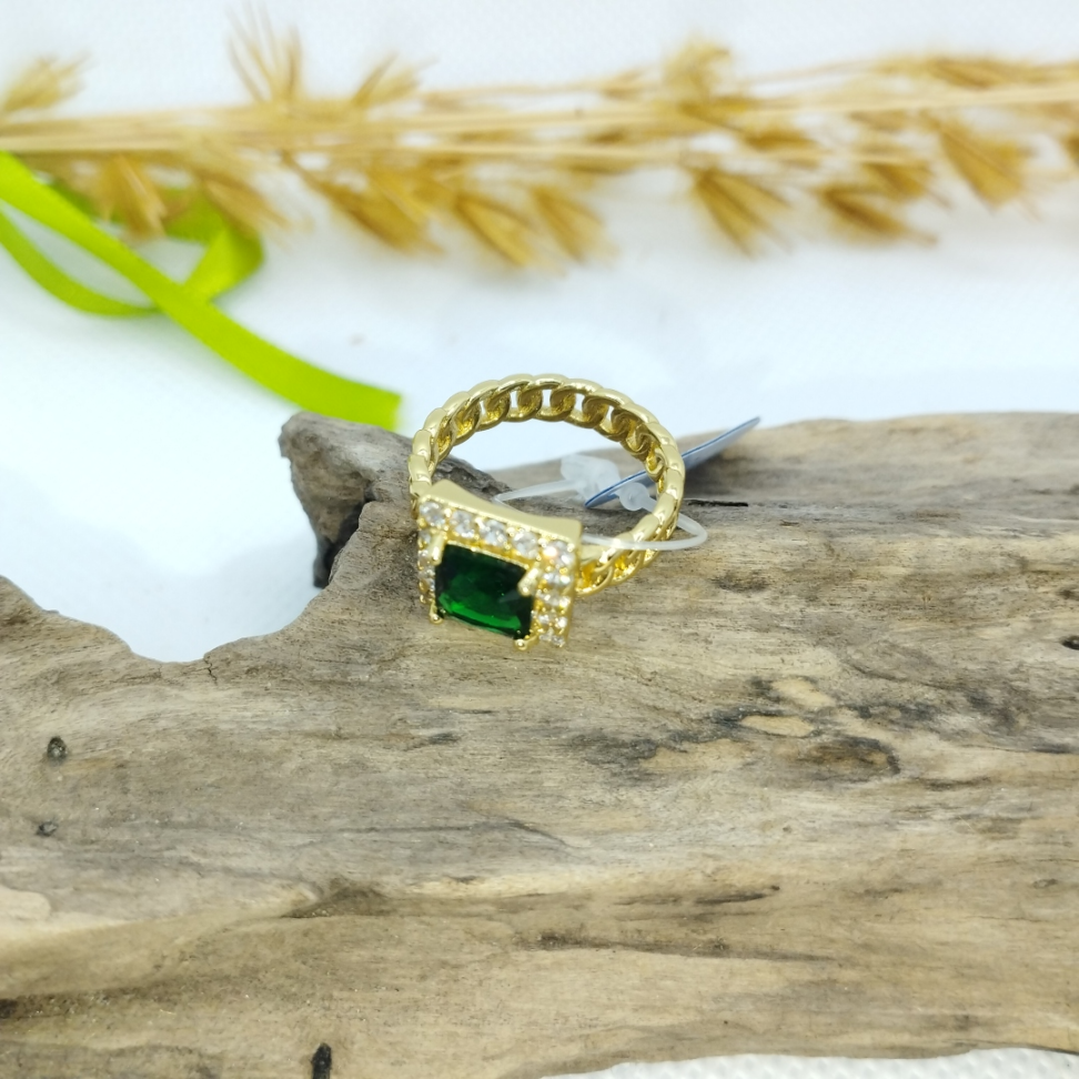 Anel elos grumet e pedra de zircônia verde - #2