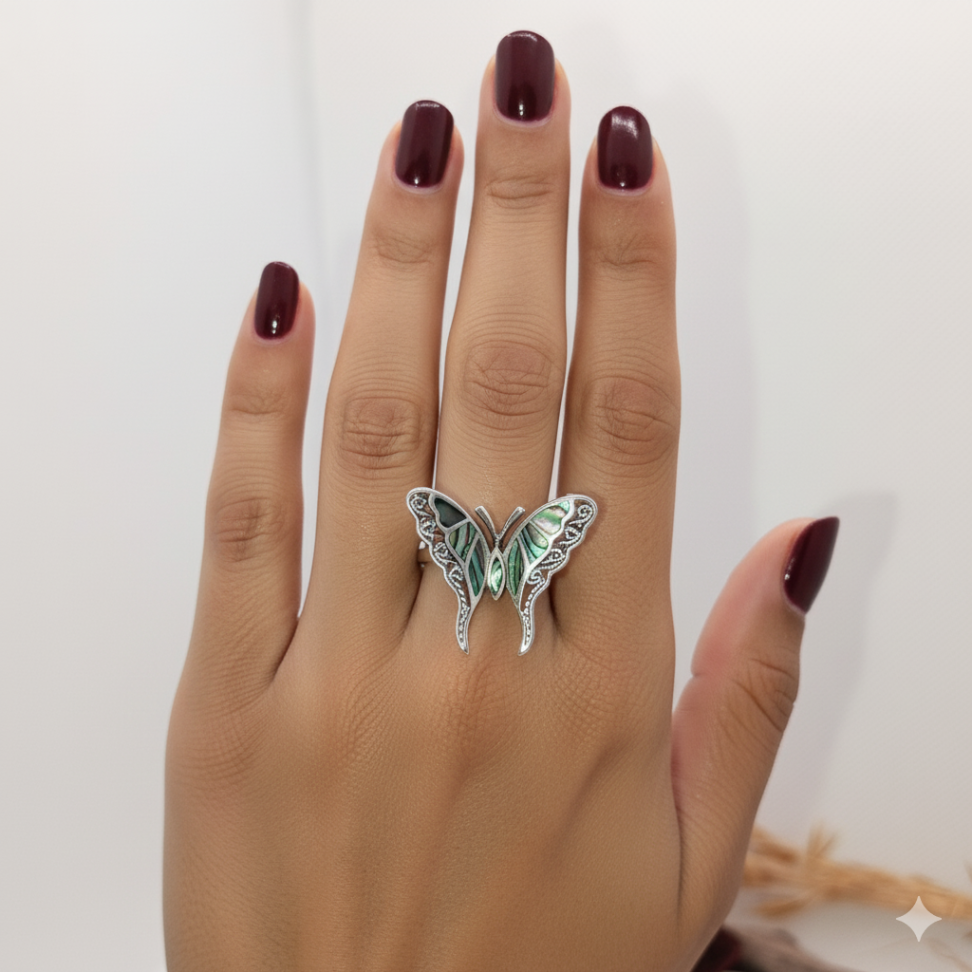 Anel de borboleta em abalone - #2