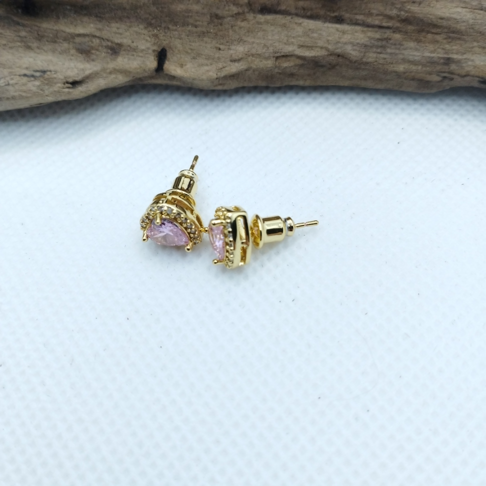 Brinco zirconia rosa cravejado de zircônias - #3