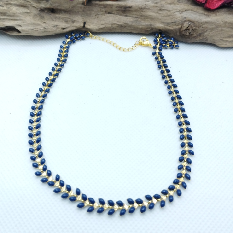 Chocker Folhas EsmaltadaS azul - #3