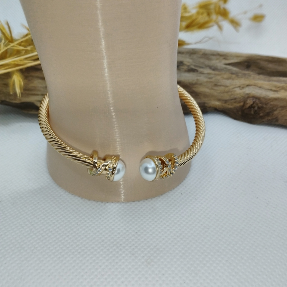 Bracelete aro duas pérolas - #2