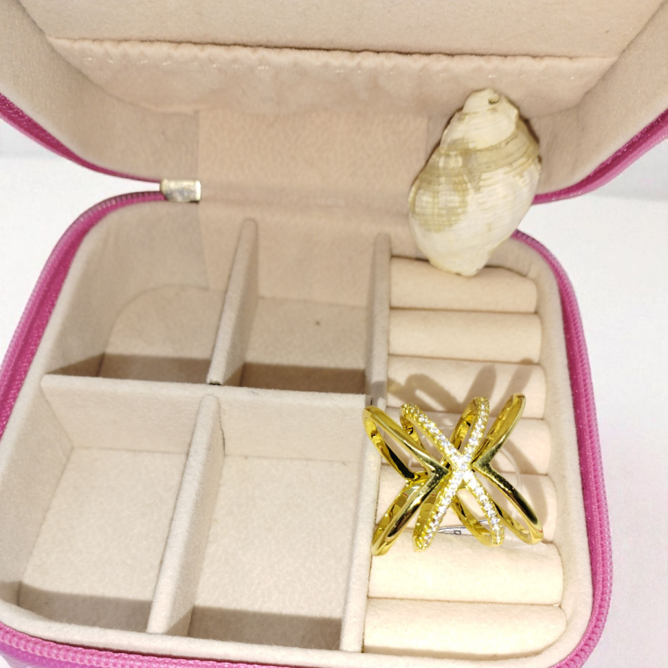 Anel cruzado zircônias - #4