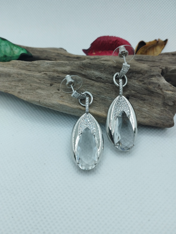 Brinco Gota Cristal e cravejada ródio - #2