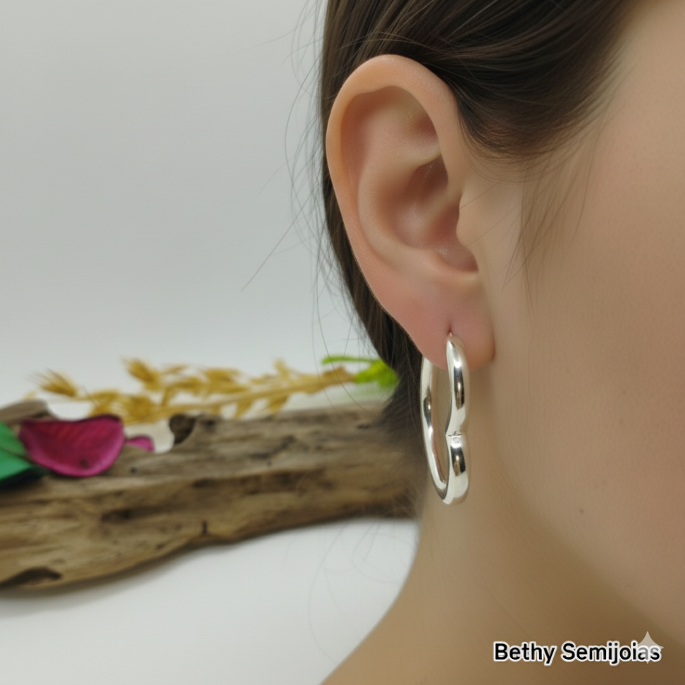 Argola coração grossa média - #2