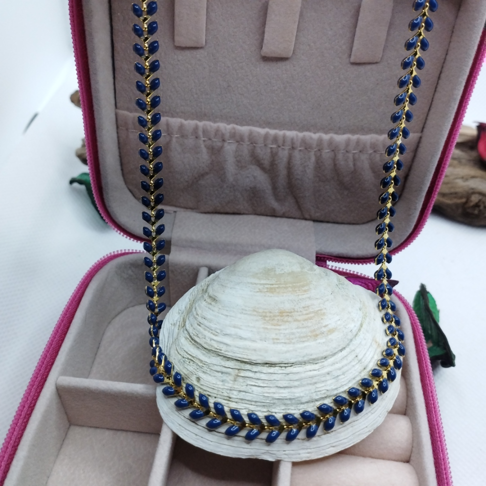 Chocker Folhas EsmaltadaS azul - #4