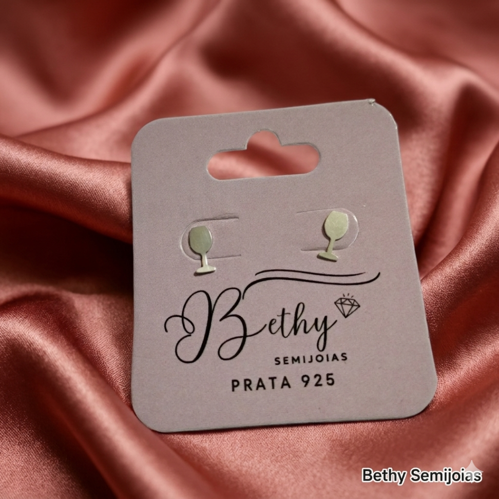 Brincos 2 furo taça prata 925