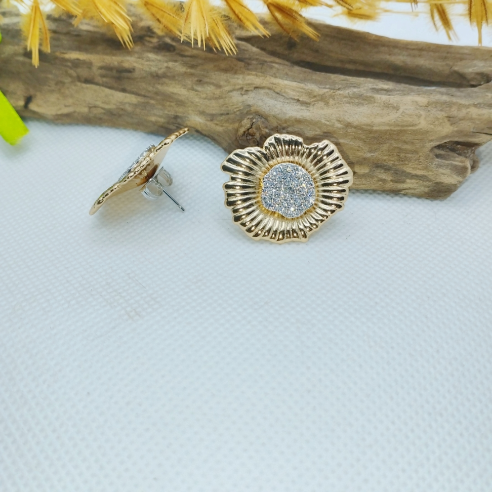 Brincos Sol - folheado a ouro com miolo em ródio cravejado - #3