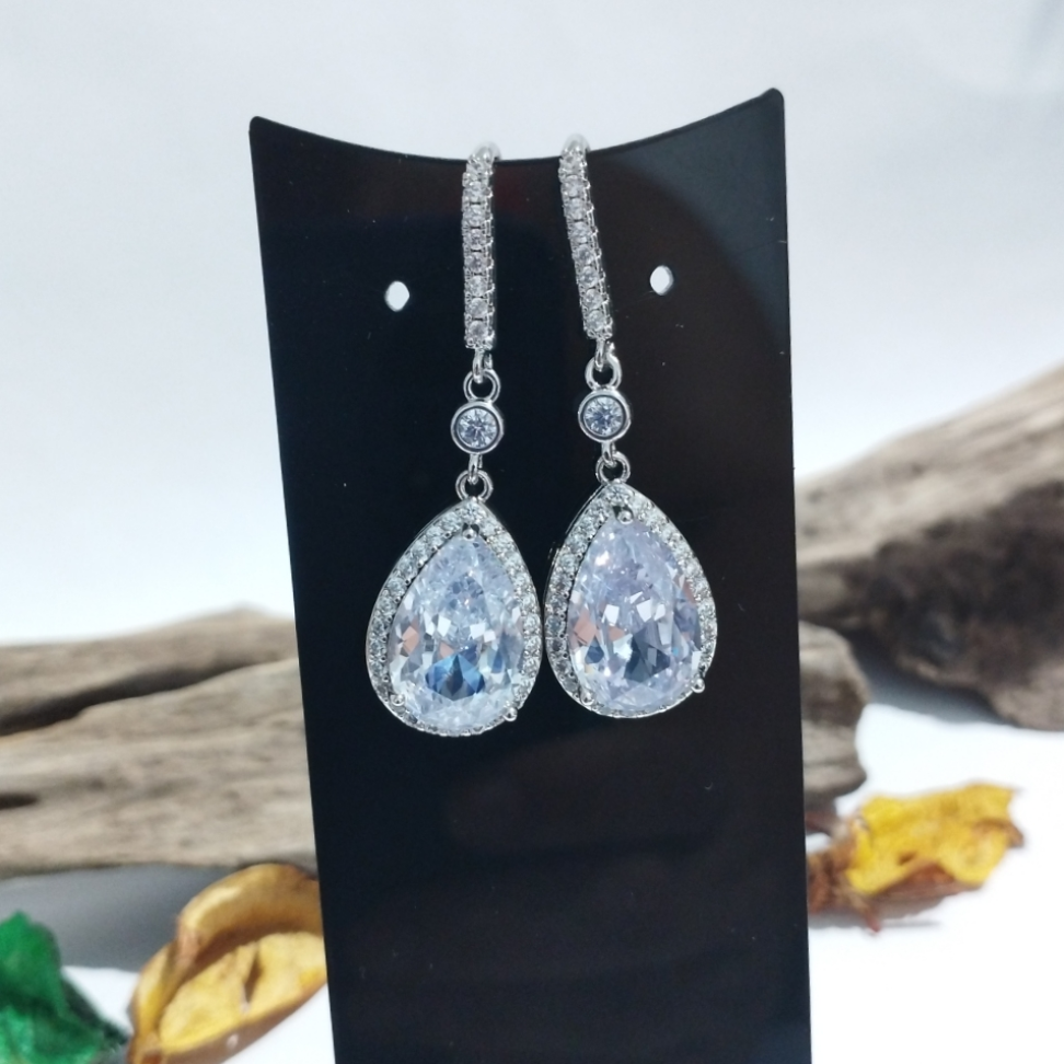 brinco anzol gota em zircônia - #2