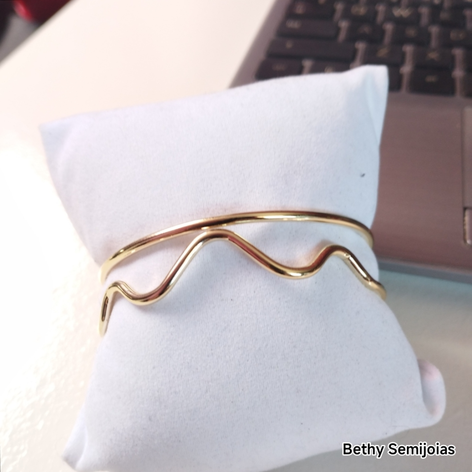 Bracelete do pro liso e ondulado folheado a ouro - #3