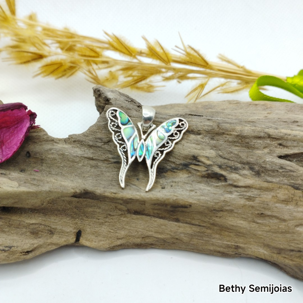 Pingente borboleta em abalone - #1