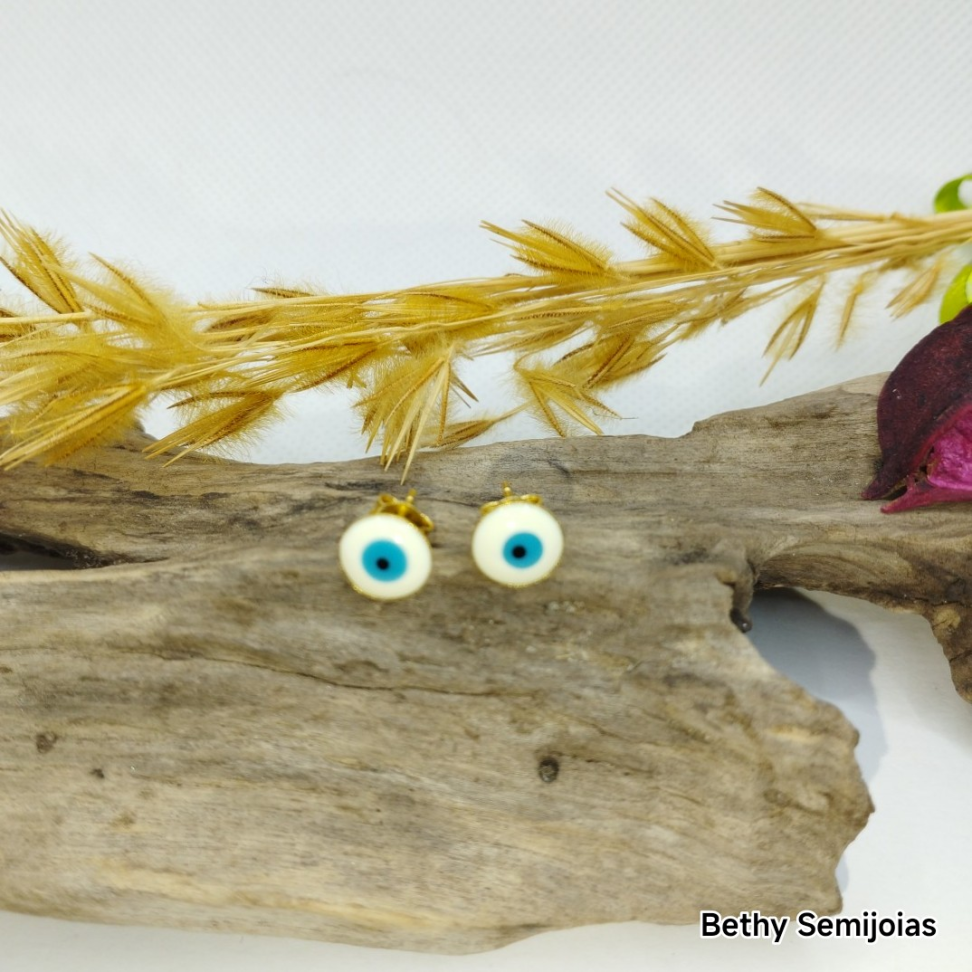 Brinco olho grego folheado - #3
