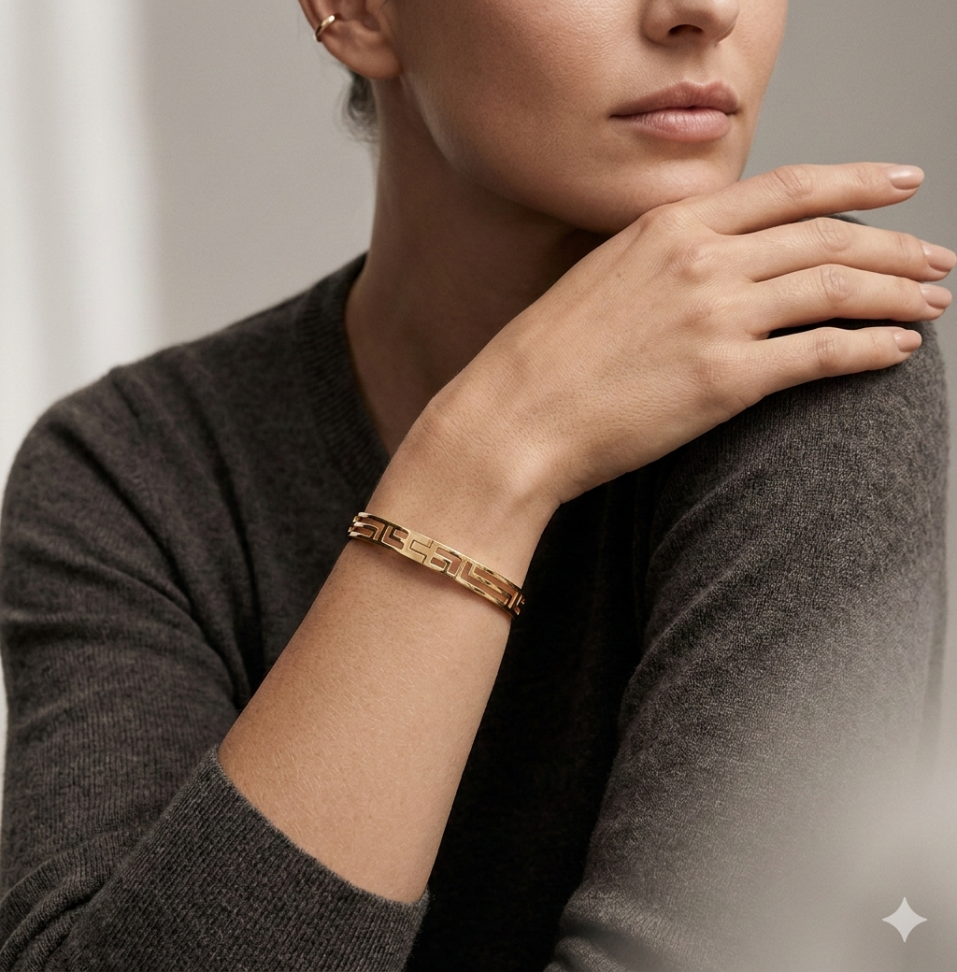 Bracelete vazado geométrico folheado a ouro - #2