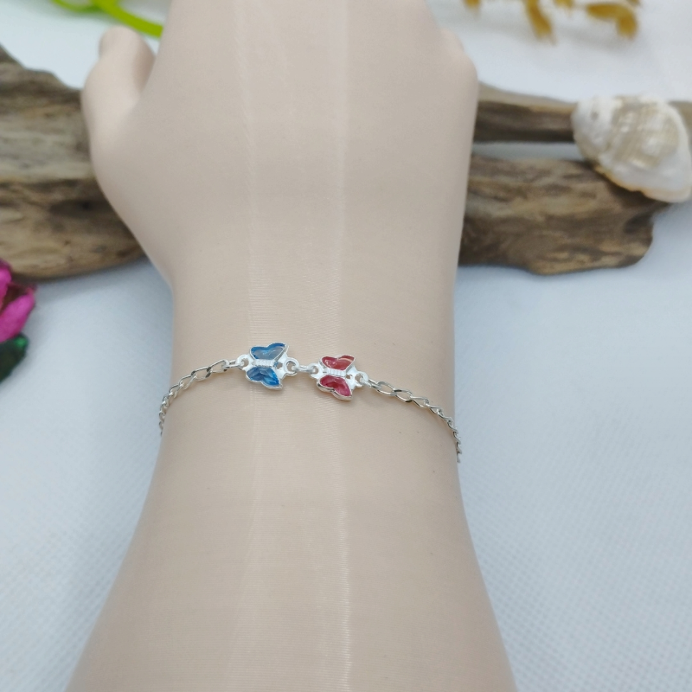 Pulseira infantil prata borboletas - #2
