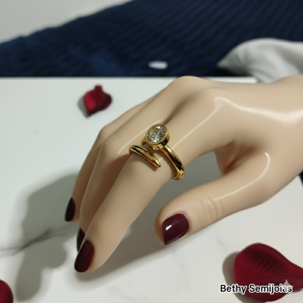 Anel prego com zircônia na ponta - #3