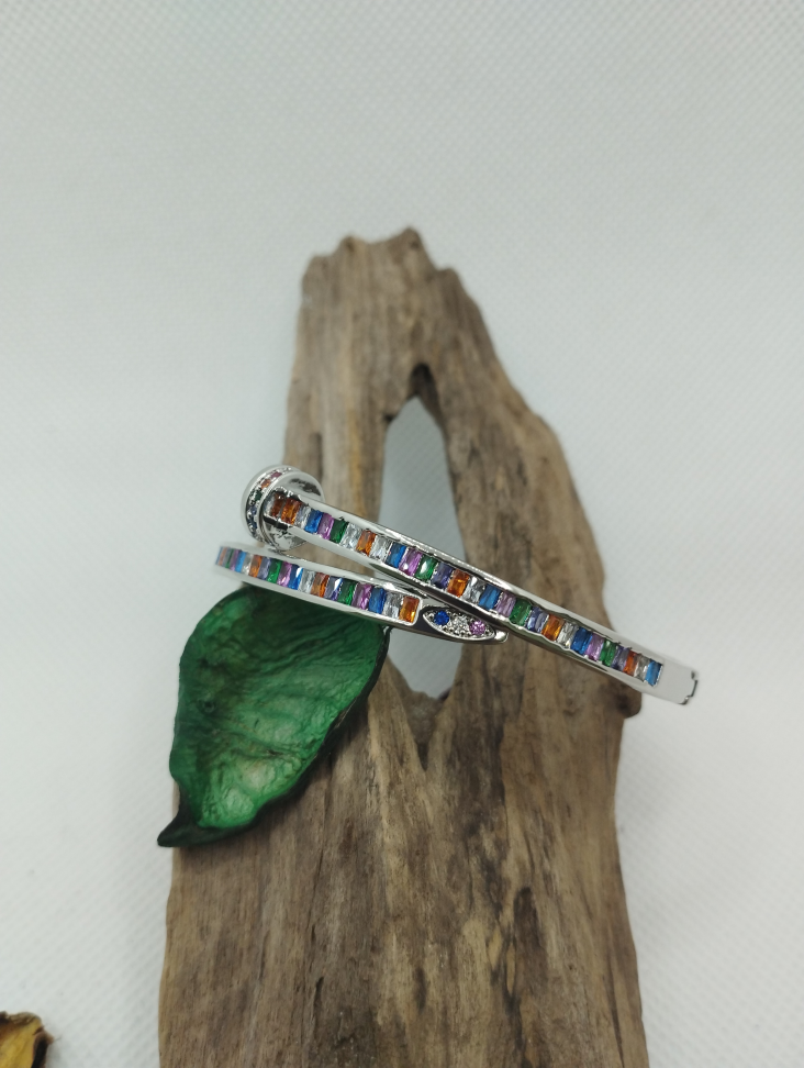 Bracelete prego colorido ródio - #3