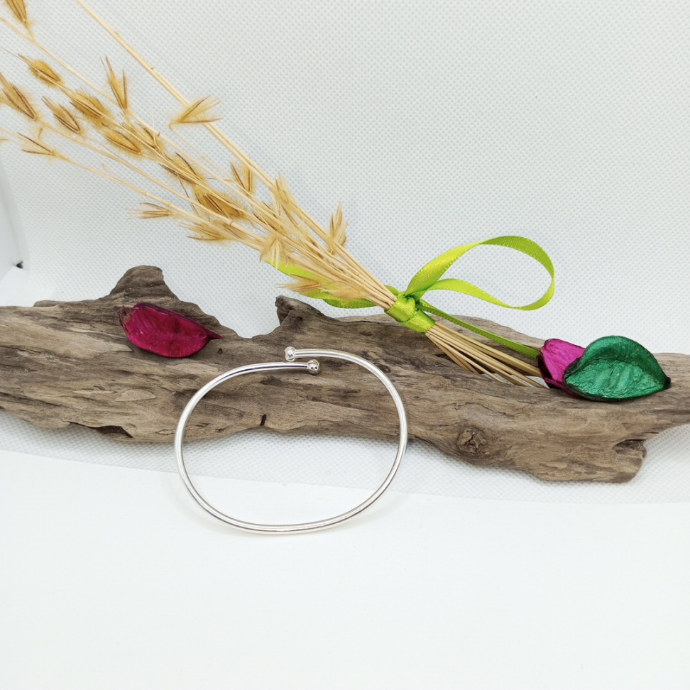 bracelete oval aberto 2 esferas centrais - #2