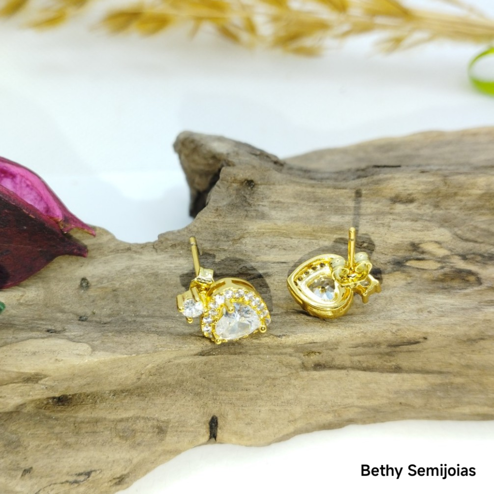 Brinco coração pedra zircônia - #3