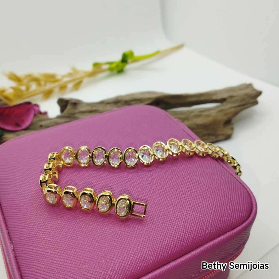 Pulseira em zircônia cravação inglesa oval - #1