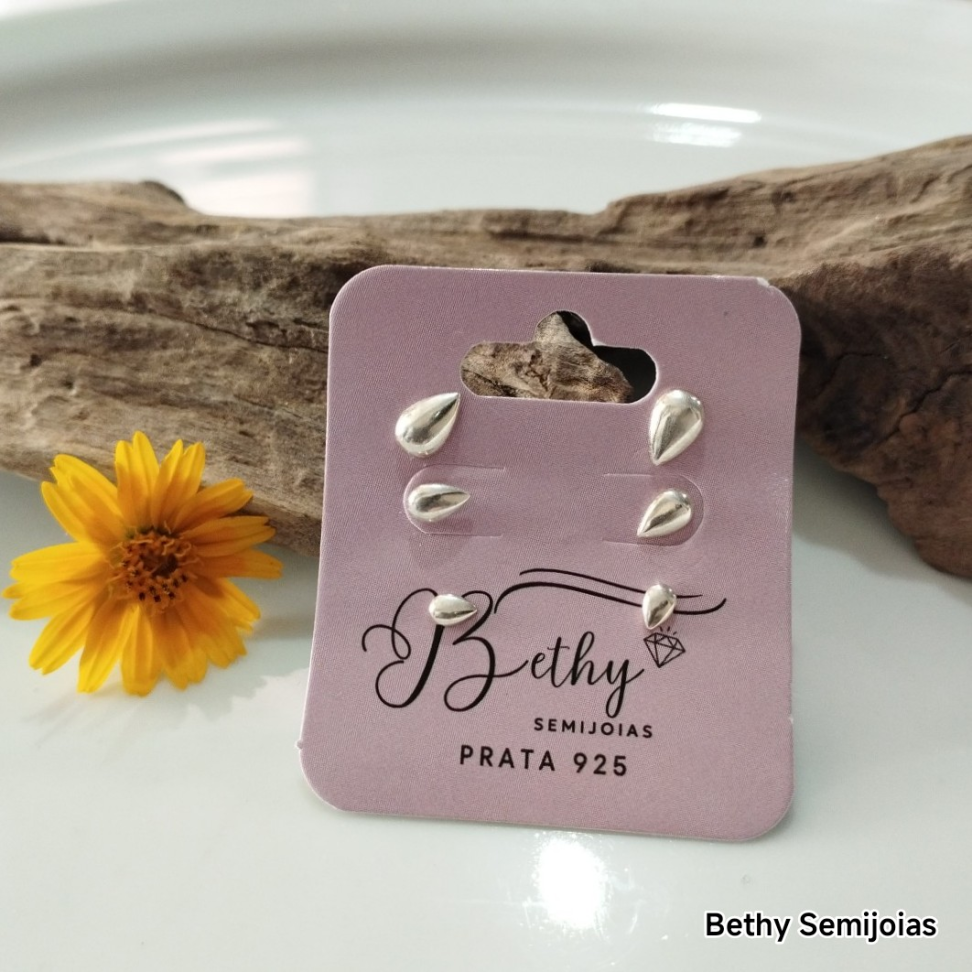 Trio gotas lisas prata - #3