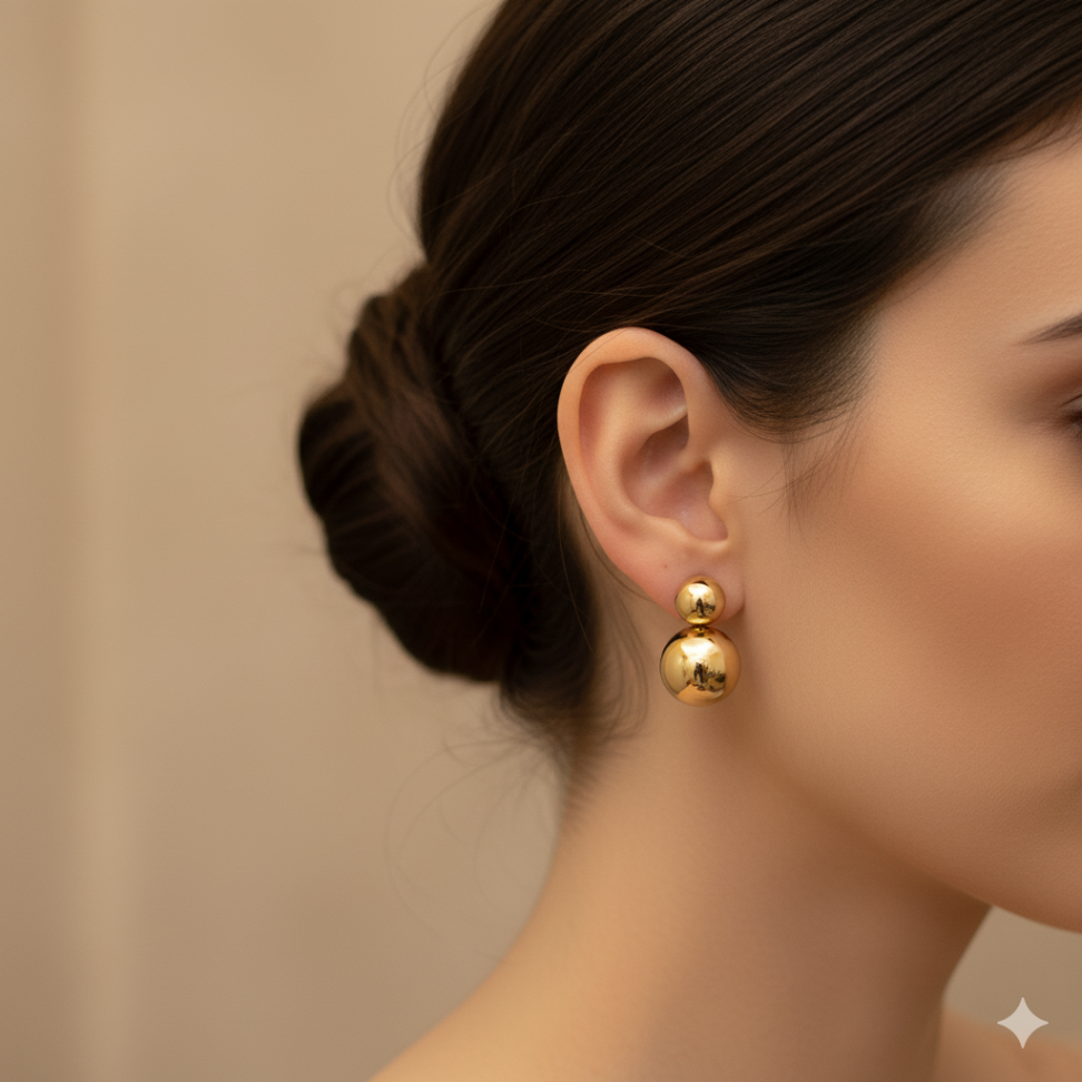 Brinco duas esferas unidas - #1