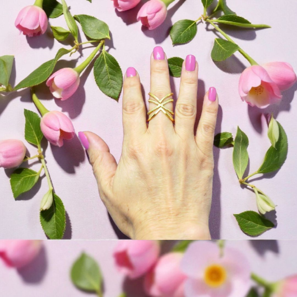 Anel cruzado zircônias - #2