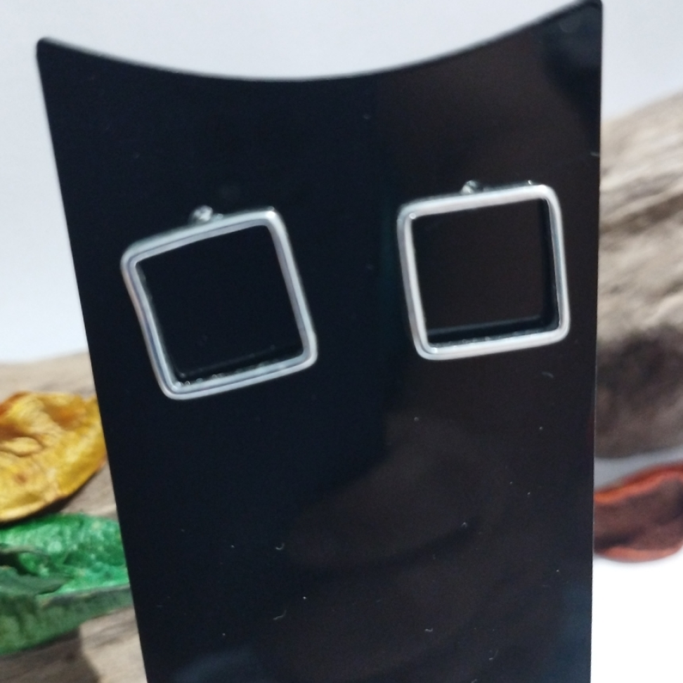 Brinco quadrado de frente prata - #3