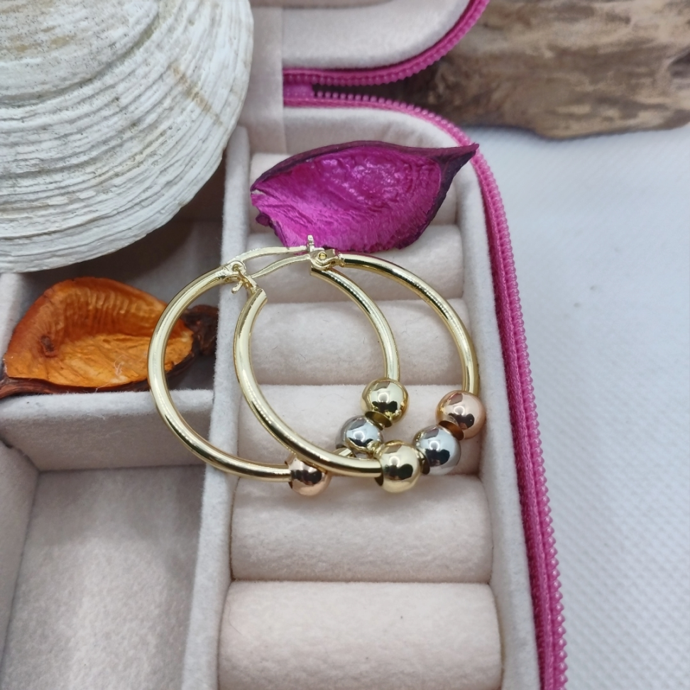 Argola Lisa com esferas em mix de cores - #3