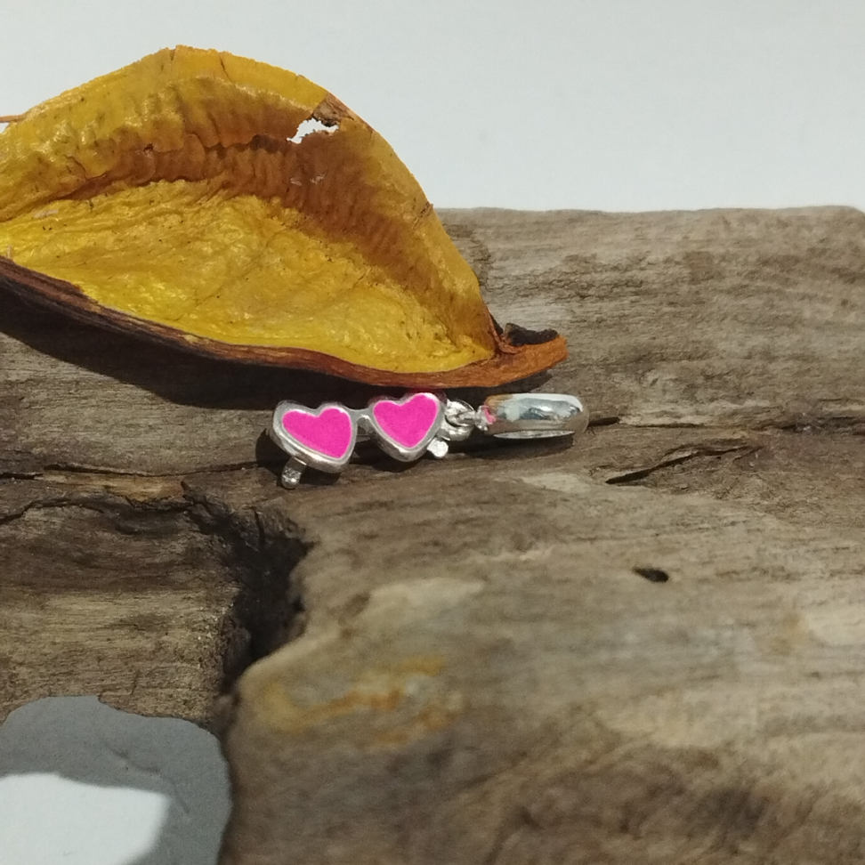 berloque óculos coração rosa - #2