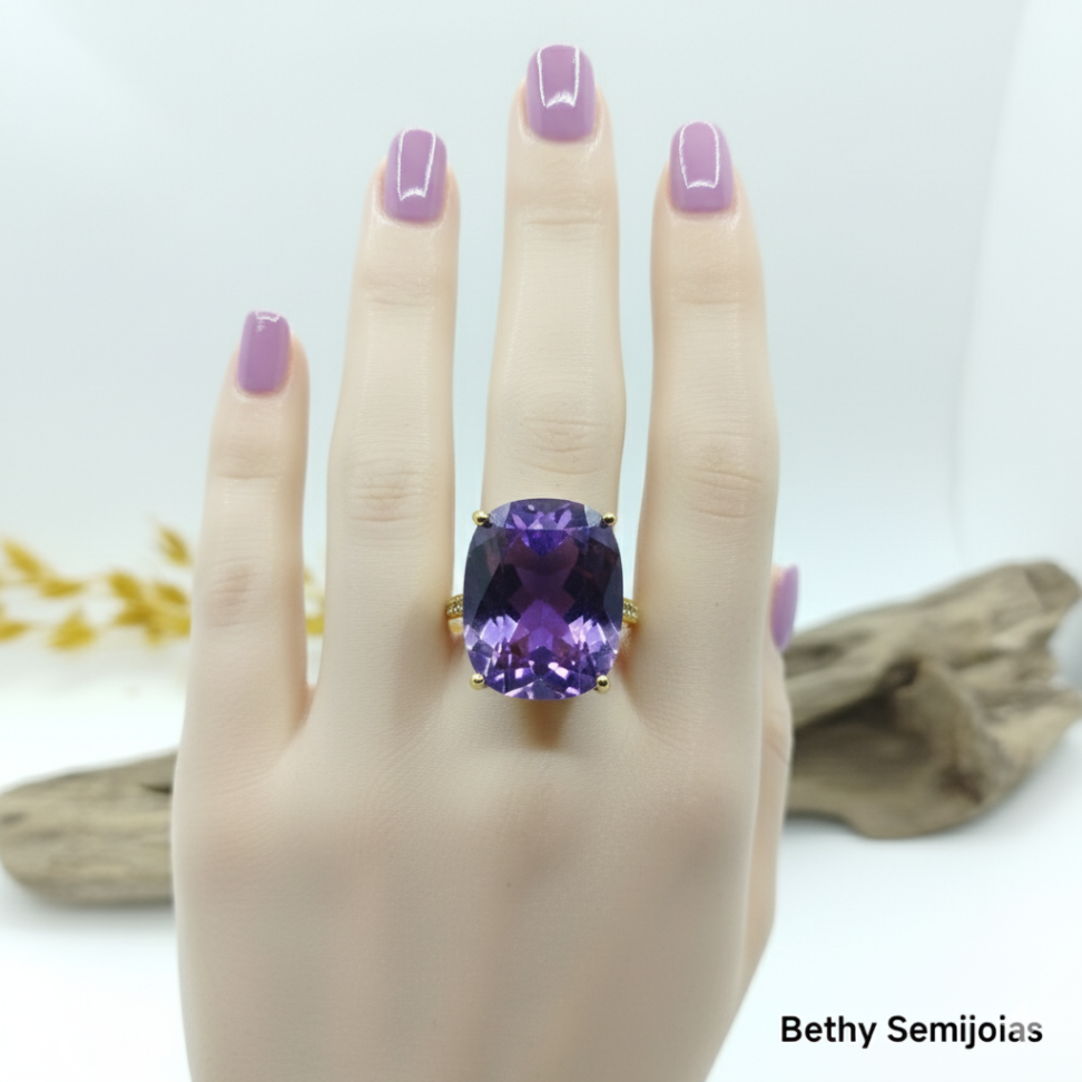 Anel pedra fusion lilás - #2